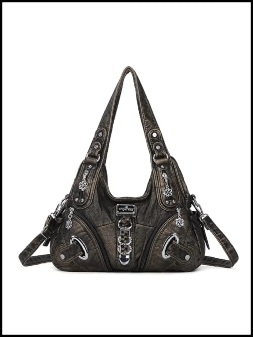 Hobo Shoulder Bag Washed PU Leather Convertible Satchel Purse Large